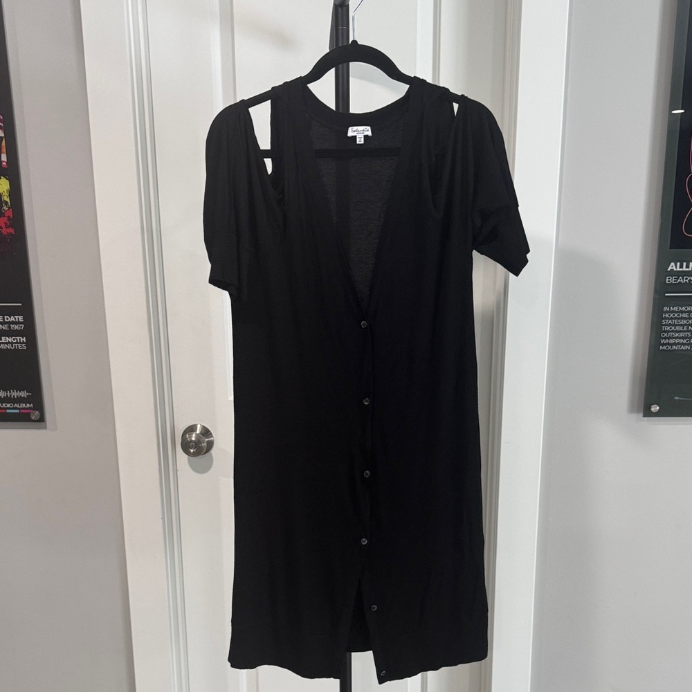 Splendid Black button down Midi Dress with cutouts
